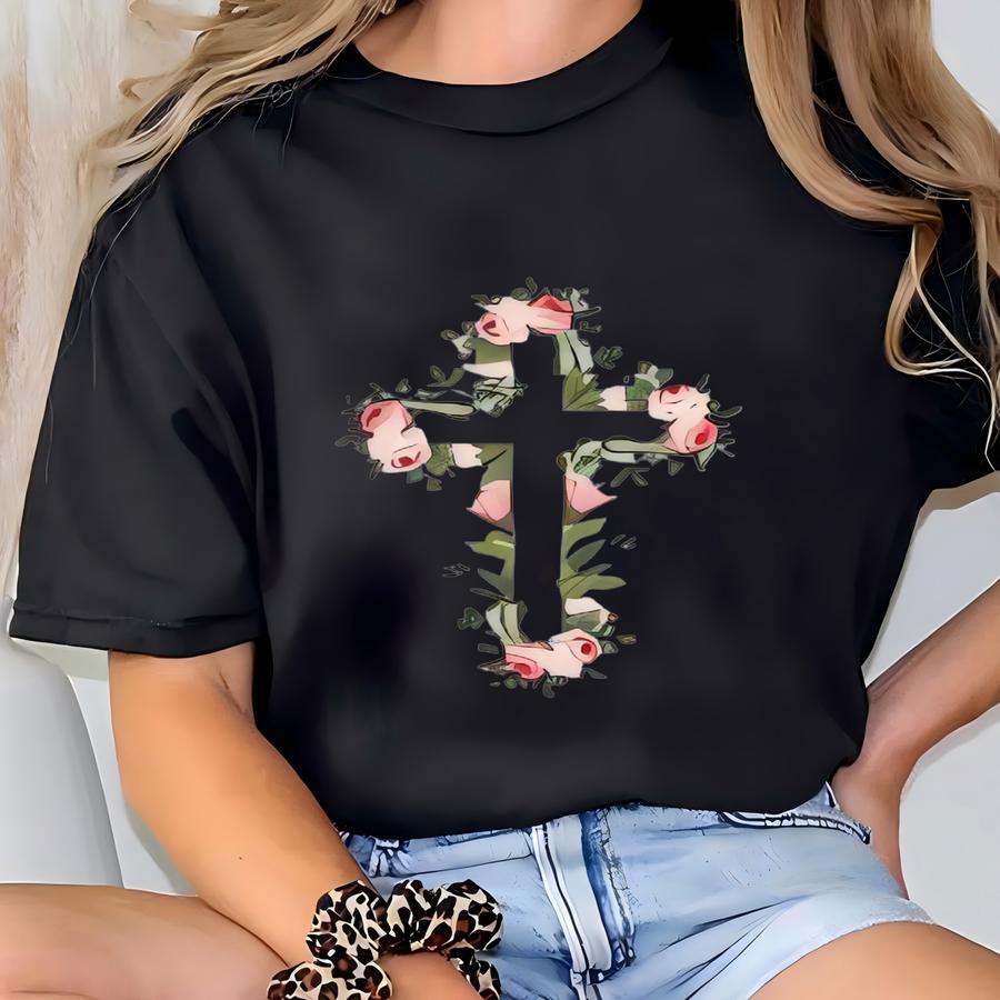 Faith Cross Shirt, Christian Shirt, Jesus Tee, Minimalist Christian Shirt, Faith Shirt, Christian Gift For Women Moms T-shirt