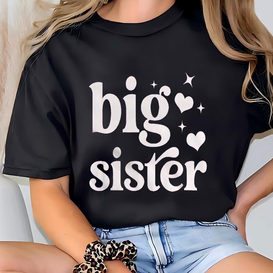 Big Sister Announcement Shirt – Girl's Sibling New Baby Gift Hoodie T-shirt