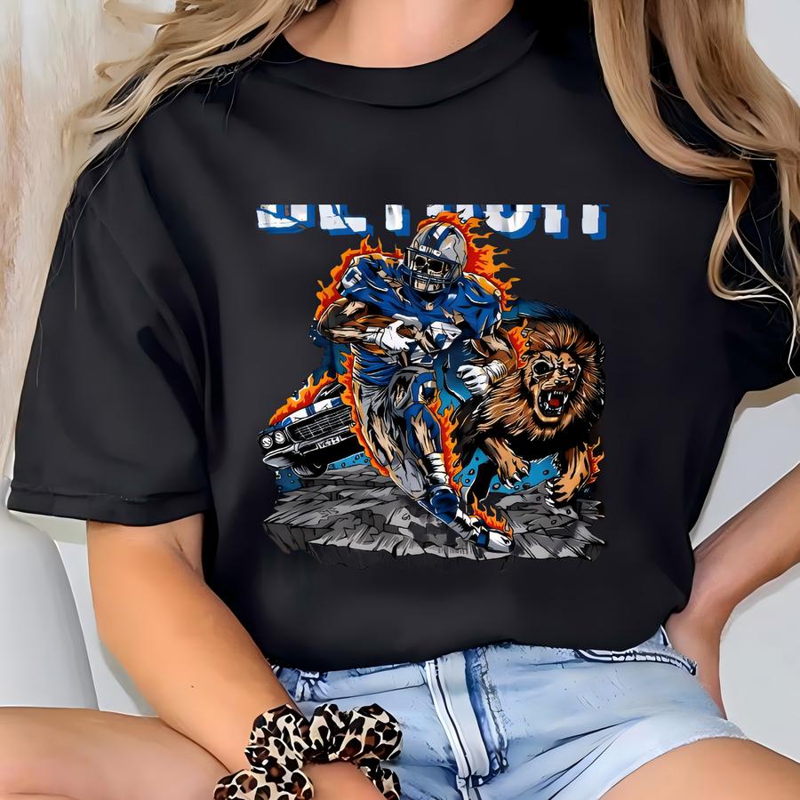 Vintage Detroit Football Shirt, Mascot Game Day Shirt, Detroit Football Sweatshirt, Game Day Outfit Sweatshirt, Detroit Shirt T-shirt