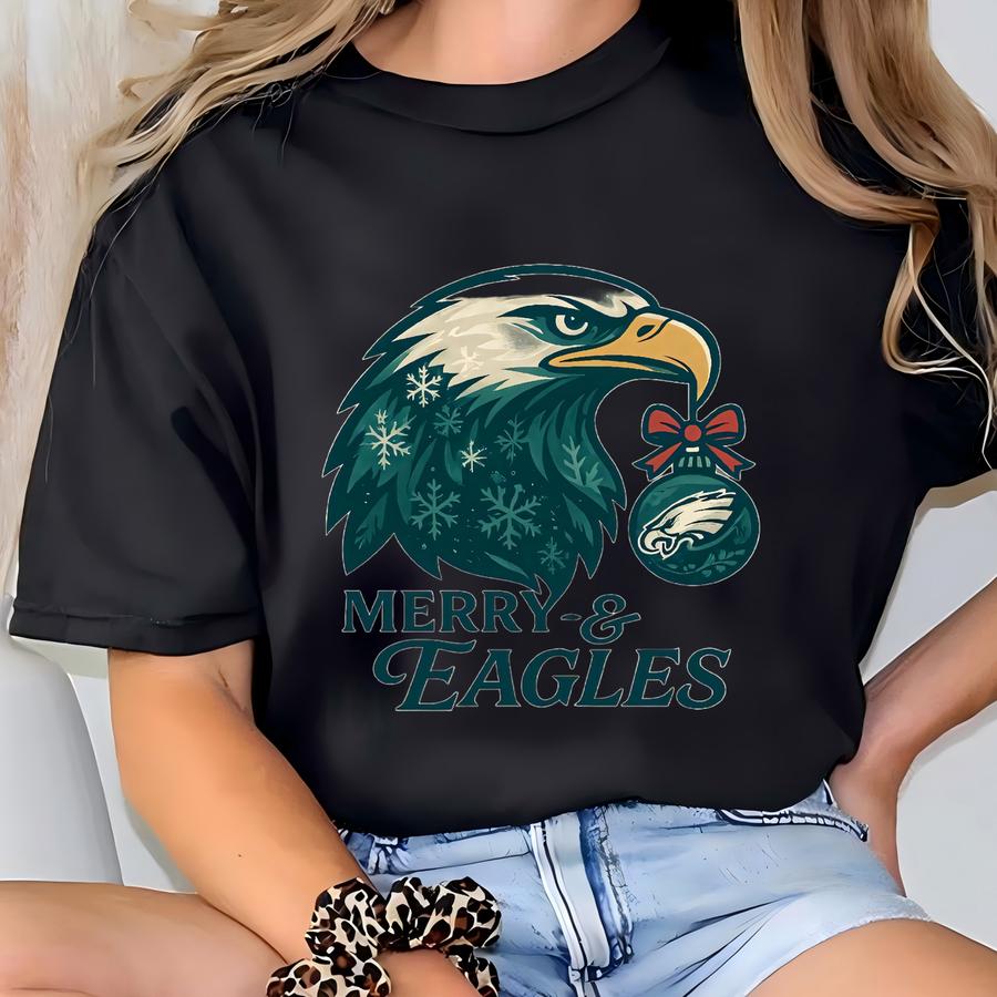 Merry Eagles Christmas Sweatshirt, Football Eagle Tee, Gildan Shirt, Holiday Hoodie, Xmas Gift, Xmas Philly Gift, Eagle Christmas Mom Tee T-shirt