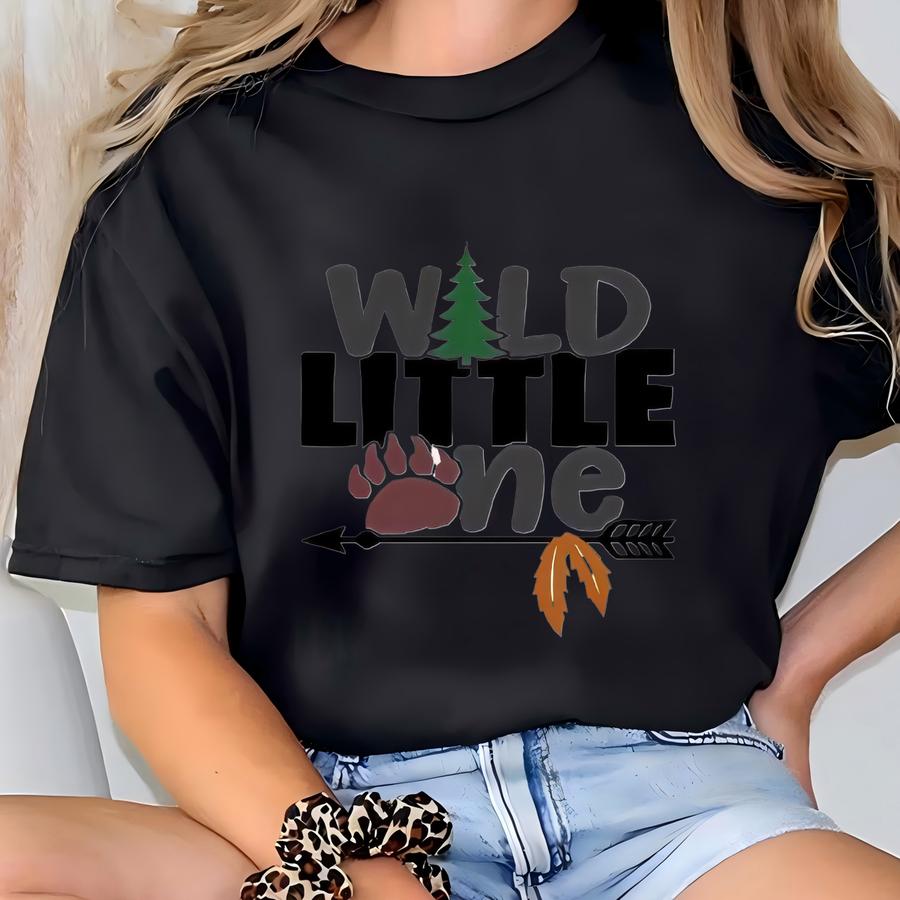 Wild Little One Birthday Shirt | Woodland 1st Birthday Outfit | Rustic Adventure Baby Tee | Personalized Boy Or Girl One Shirt T-shirt