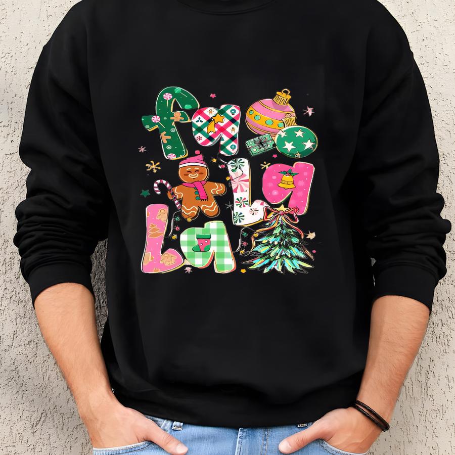 Falala Lalala Christmas Sweatshirt, Christmas Shirt, Christmas Tree Tshirt, Preppy Winter Tee, Merry Christmas Gift, Cute Christmas Sweater Sweatshirt