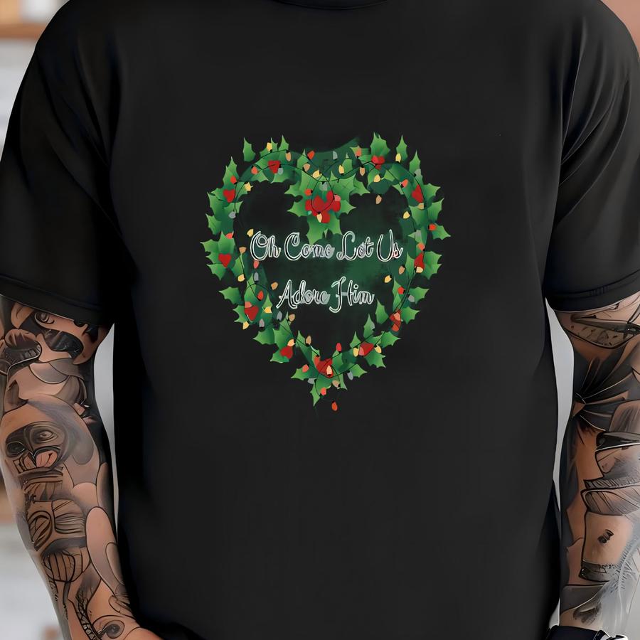 Oh Come Let Us Adore Him Tshirt, Jesus Christmas Sweater, Christmas Tree Hoodie, Christian Christmas Shirt, Oh Holy Night, Matching Family T-shirt