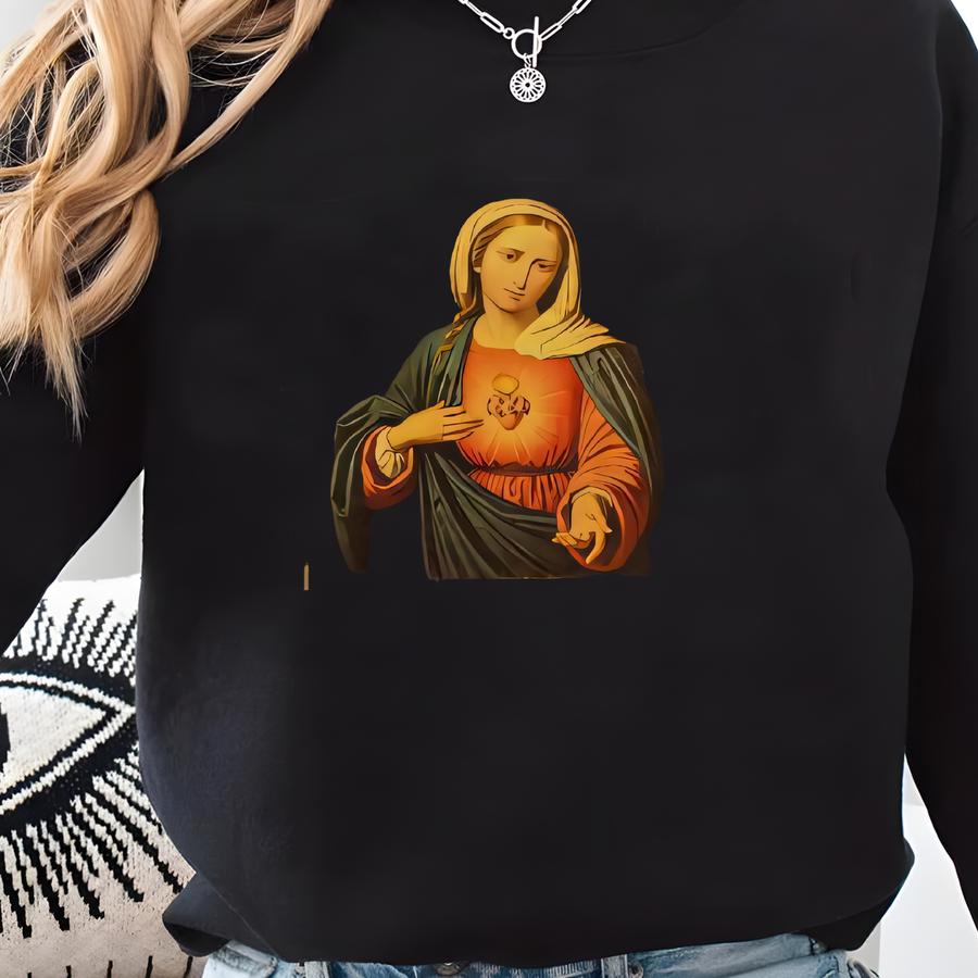 Virgin Mary, Christmas Gift, Christmas Shirt, Gift For Christian, Catholic T-shirt, Glory To God, Christian Apparel, Christian Tee Sweatshirt