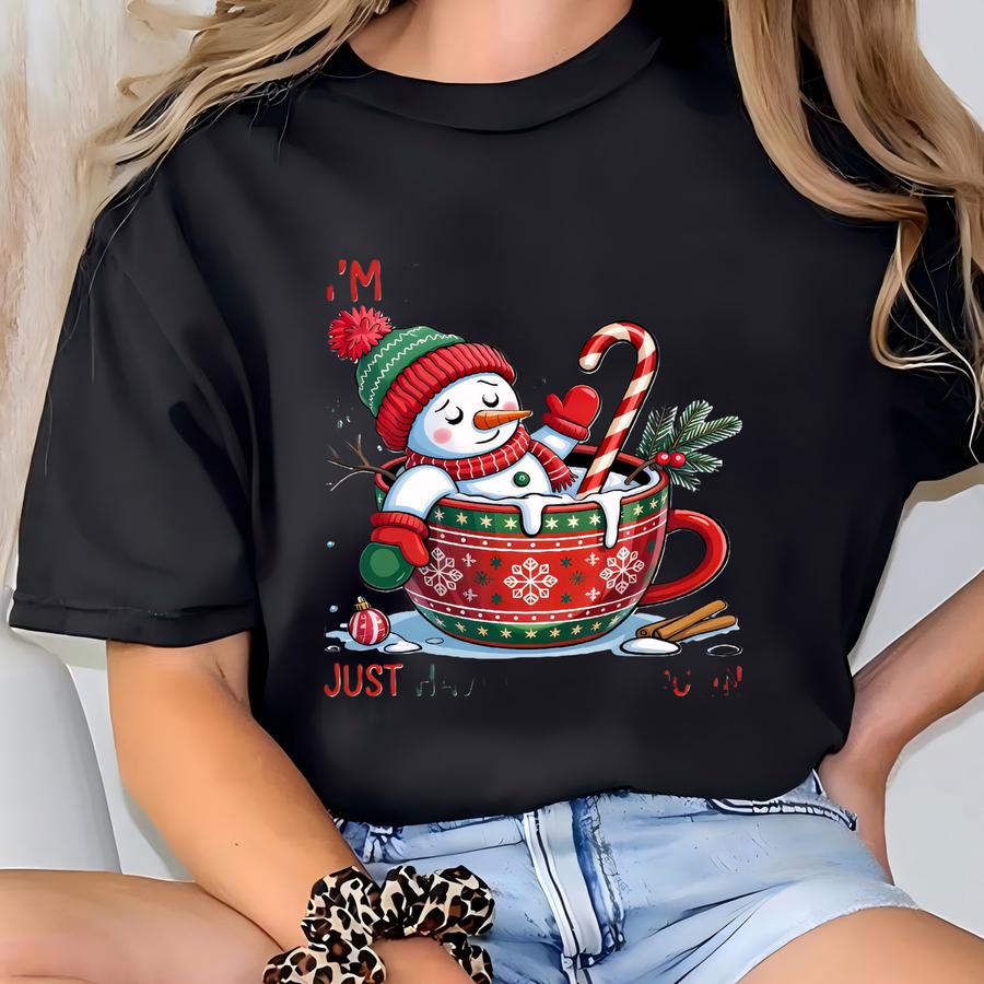 I'm Fine It's Fine Just Having A Meltdown Shirt, Funny Snowman Christmas Tshirt, Holiday Snowman Tee, Winter Hot Cocoa Shirt. T-shirt