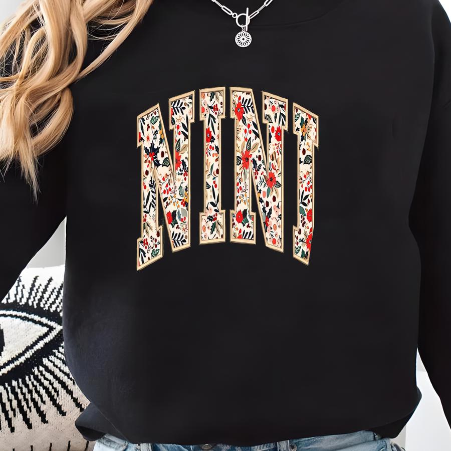 Custom Knit Nini Sweater | Nini Crewneck Sweatshirt | Family Crewneck Sweatshirt | Gift For Family, Nana, Mama, Auebla, Aunt Sweatshirt