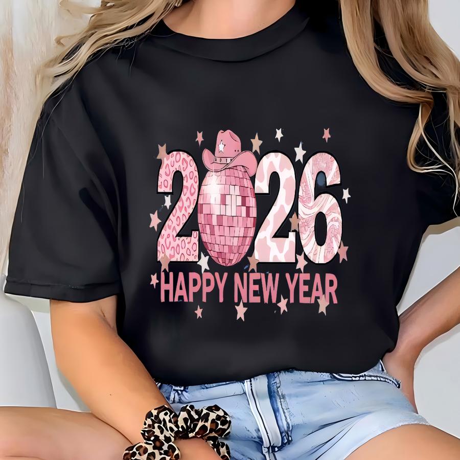 2026 New Year Shirt, , Western New Year Tee, Cowboy Hat Disco Ball Shirt, Cowgirl Party Shirt, New Year Celebration Tee 164056 T-shirt