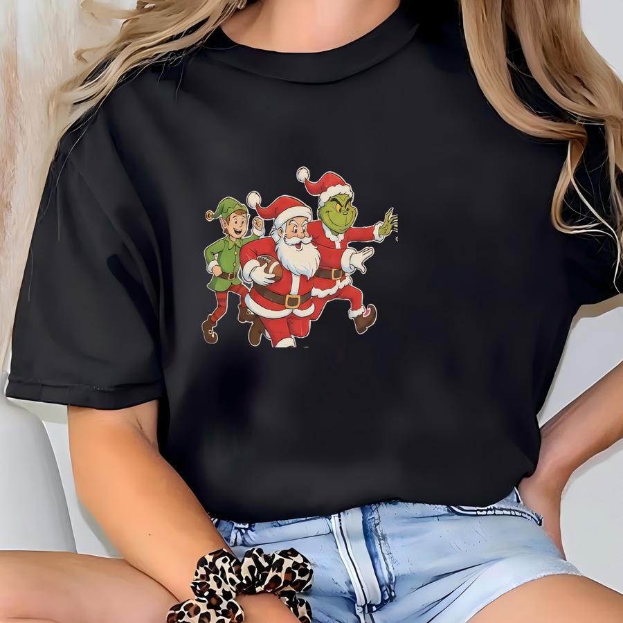 Tis The Season Football Christmas Sweatshirt, 90s Vintage Christmas Santa Elf Snowman Football Sweatshirt, Christmas Gift For Football Lover T-shirt