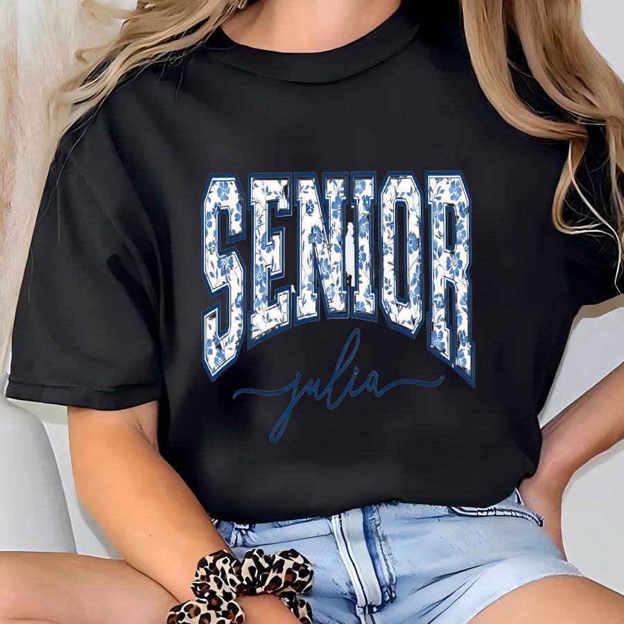 Custom Senior 2026 Chinoiserie Sweatshirt,floral Senior 2026 Gift,personalized Class Of 2026 Blue Bow Coquette Sweatshirt,toile De Jouy Grad T-shirt