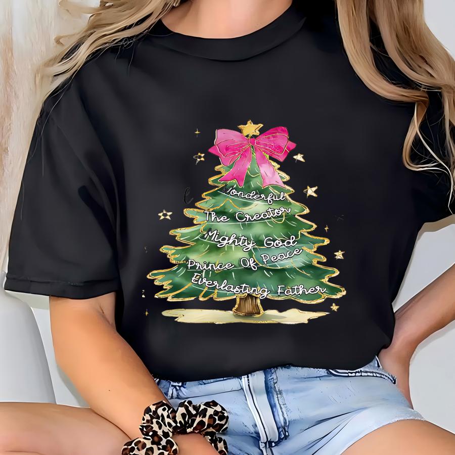 And He Will Be Called Christmas Tree Bow Shirt, Christmas Christian Tshirt, Religious Xmas Tee T-shirt