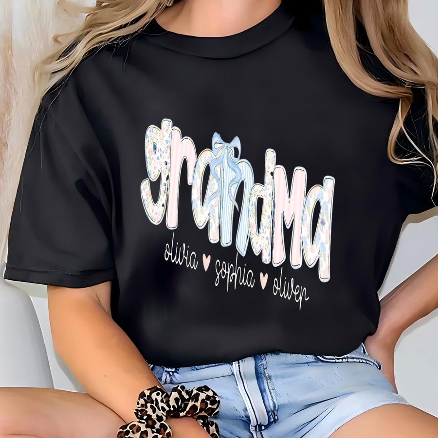 Custom Grandma Sweatshirt, Grandma Sweater, Personalized Grandma Gift, Grandma Crewneck With Grandkid Names T-shirt