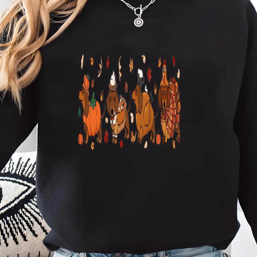 Turkey Dog Tshirt, Cute Wiener Dog Thanksgiving Tee, Dachshund Lover Sweatshirt, Funny Turkey Costume Dog Gift, Thanksgiving Dog Sweater Sweatshirt