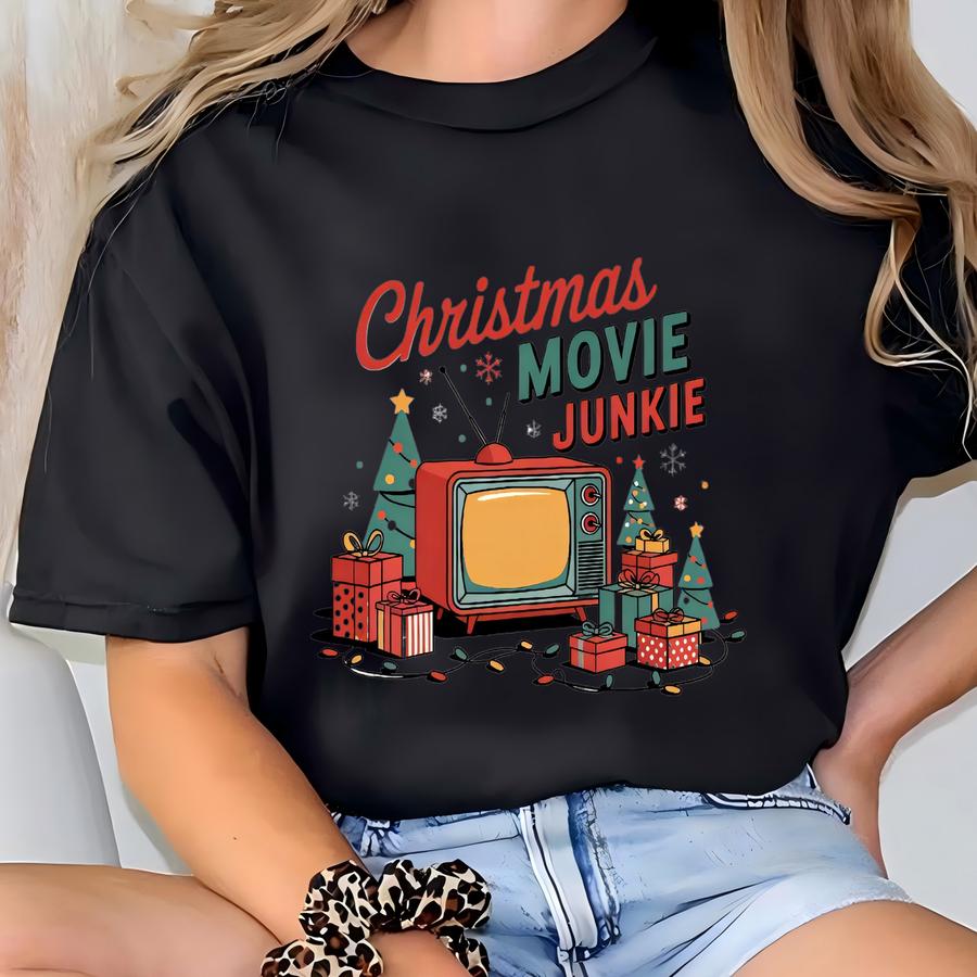 Christmas Movie  Shirt, Holiday Family Movie Night Tshirt, Funny Holiday Film Lover Tee, Christmas Movie Watching Tee. T-shirt