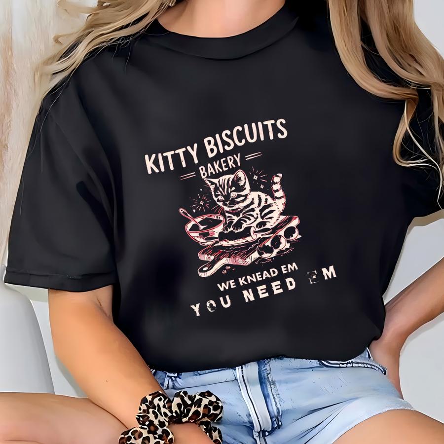Kitty Biscuits Bakery Apron, We Knead Em You Need Em Apron, Cat Biscuit Making Apron, Funny Baking Apron, Baker Apron, Gift For Cat Lovers T-shirt