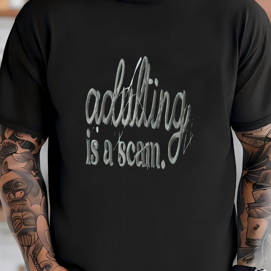 Adulting Is A Scam Sweatshirt, Funny Relatable Sarcastic Introvert Crewneck T-shirt