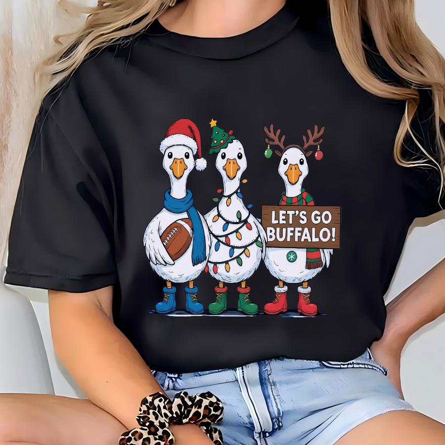 Buffalo Christmas Shirt Silly Goose Tee, Youth Adult Matching Family Buffalo Sweatshirt, Funny Buffalo Football Tee, Holiday Fan Gift T-shirt