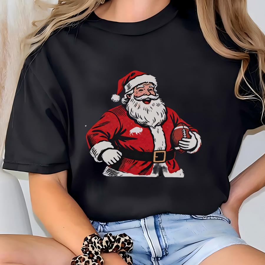 Santa Buffalo Football Sweatshirt, Holiday Game Day Gift T-shirt