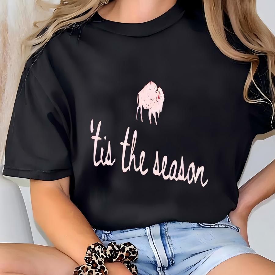 Tis The Season Football Sweatshirt, Minimalist Buffalo Shirt, Christmas Game Day Crewneck, Holiday Buffalo Apparel, Retro Fan Gift T-shirt