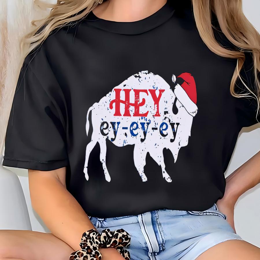 Buffalo Christmas Shirt, Family Matching Buffalo Tees, Funny Football Sweatshirt, Holiday Buffalo Crewneck, Hey Buffalo Fan Gift T-shirt