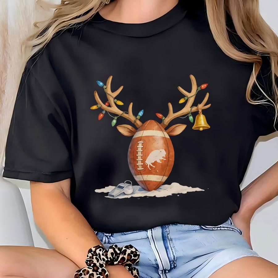 Buffalo Christmas Shirt, Funny Christmas Buffalo Football Antlers Shirt, Retro Holiday Crewneck, Football Fan Gift, Festive Game Day Tee T-shirt