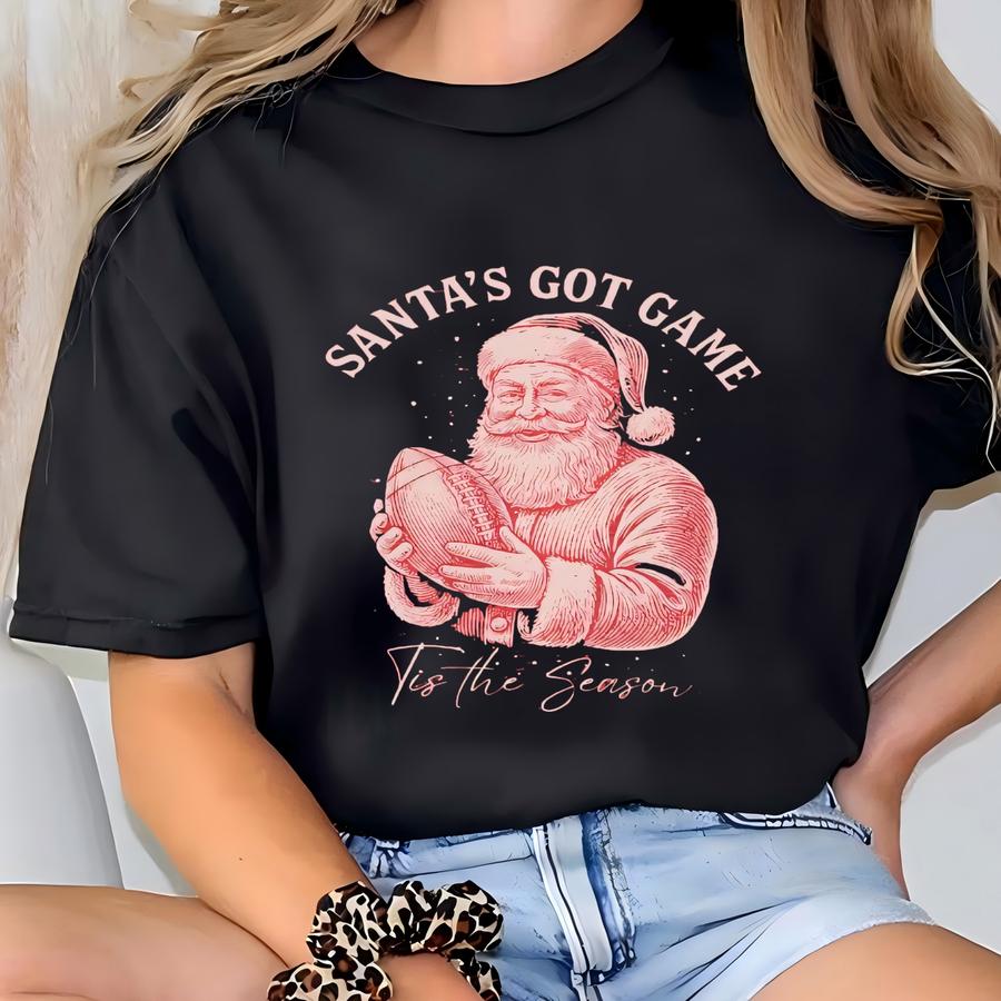 Vintage Santa Christmas Sweatshirt, Retro Football Shirt, Football Fan Gift, Holiday Game Day Tee, Tis The Season Apparel T-shirt