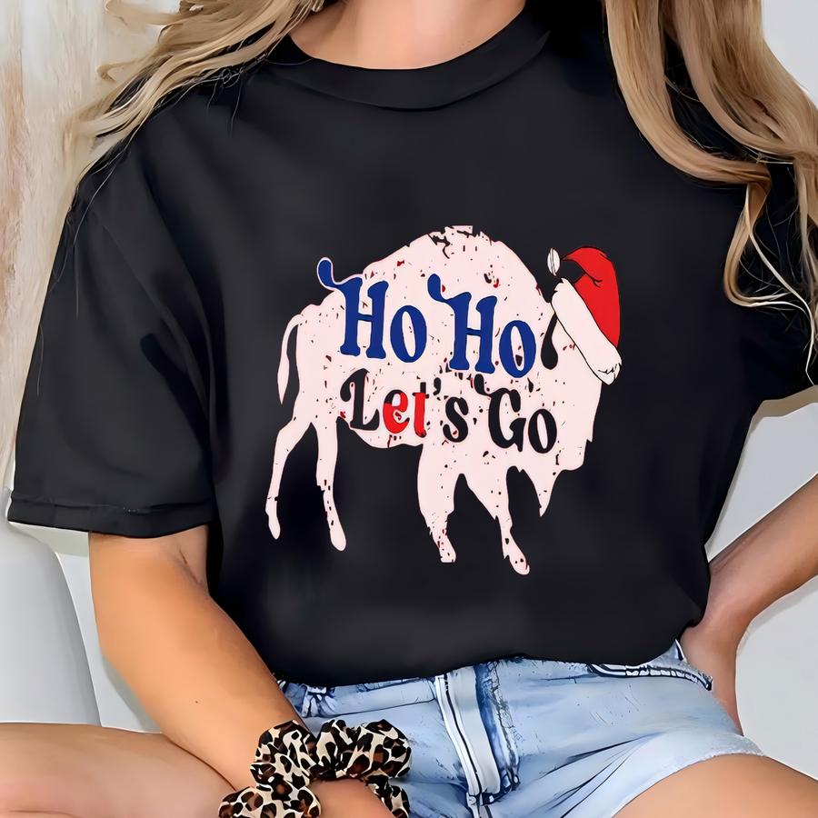Vintage Lets Go Buffalo Christmas Sweatshirt, Retro Football Shirt, Buffalo Ny Fan Gift, Holiday Game Day Tee, Buffalo Apparel Mom Kids T-shirt