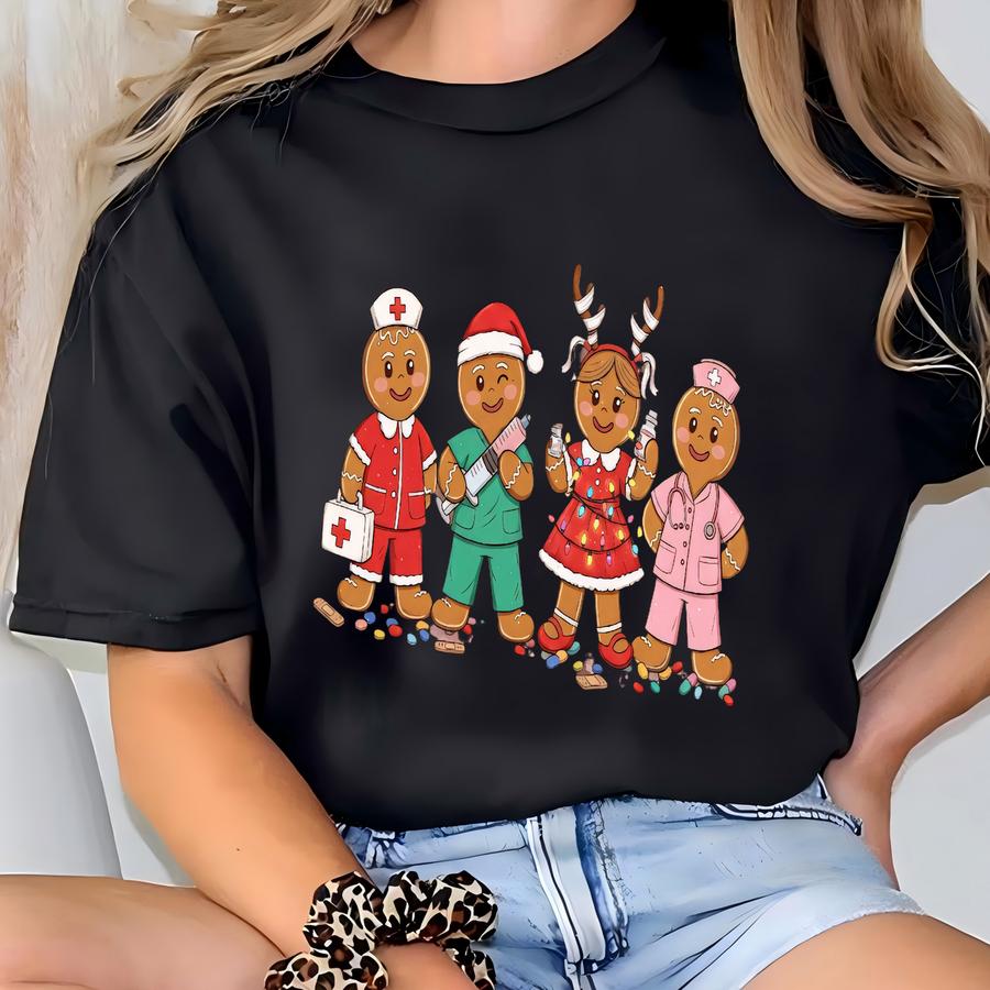 ® Christmas Gingerbread Nurses Shirt, Christmas Nurse Cookies Shirt, Rn Christmas Gift, Holiday Tshirt, Womens Christmas Tee T-shirt