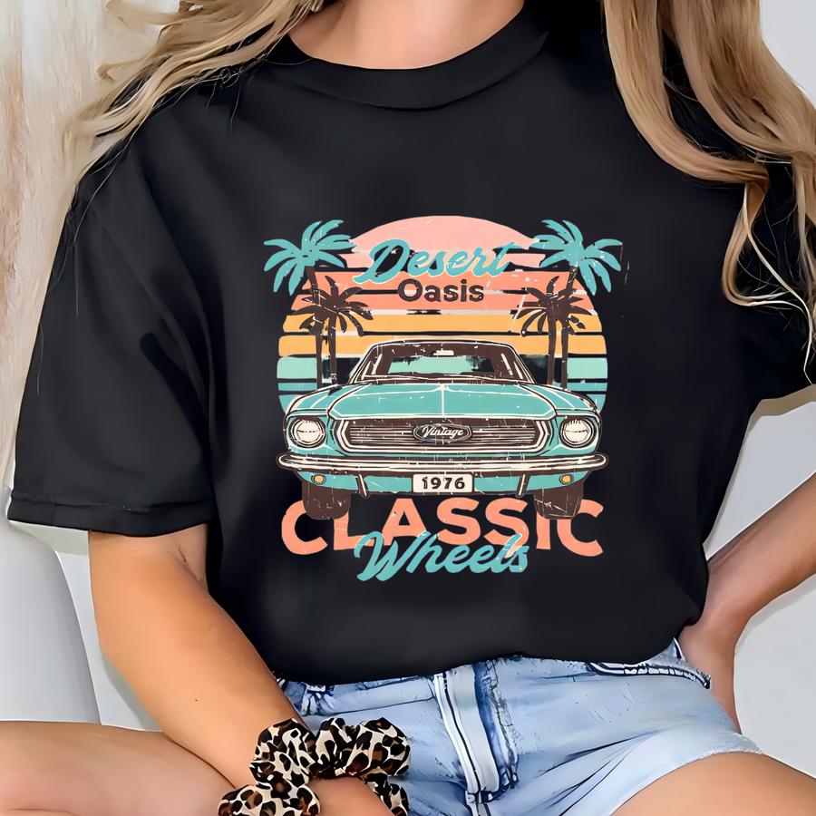 Classic Muscle Car Hoodie: Retro Desert Oasis Tee T-shirt