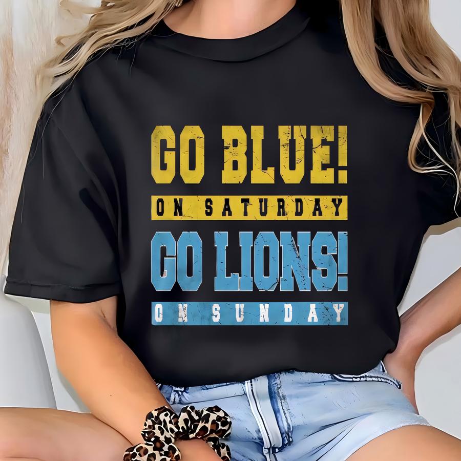 Retro Go Blue! On Saturday, Go ... On Sunday Shirt, Detroit Game Day Fan Sweatshirt, Football Lover’s Gift, Detroit Football T-shirt