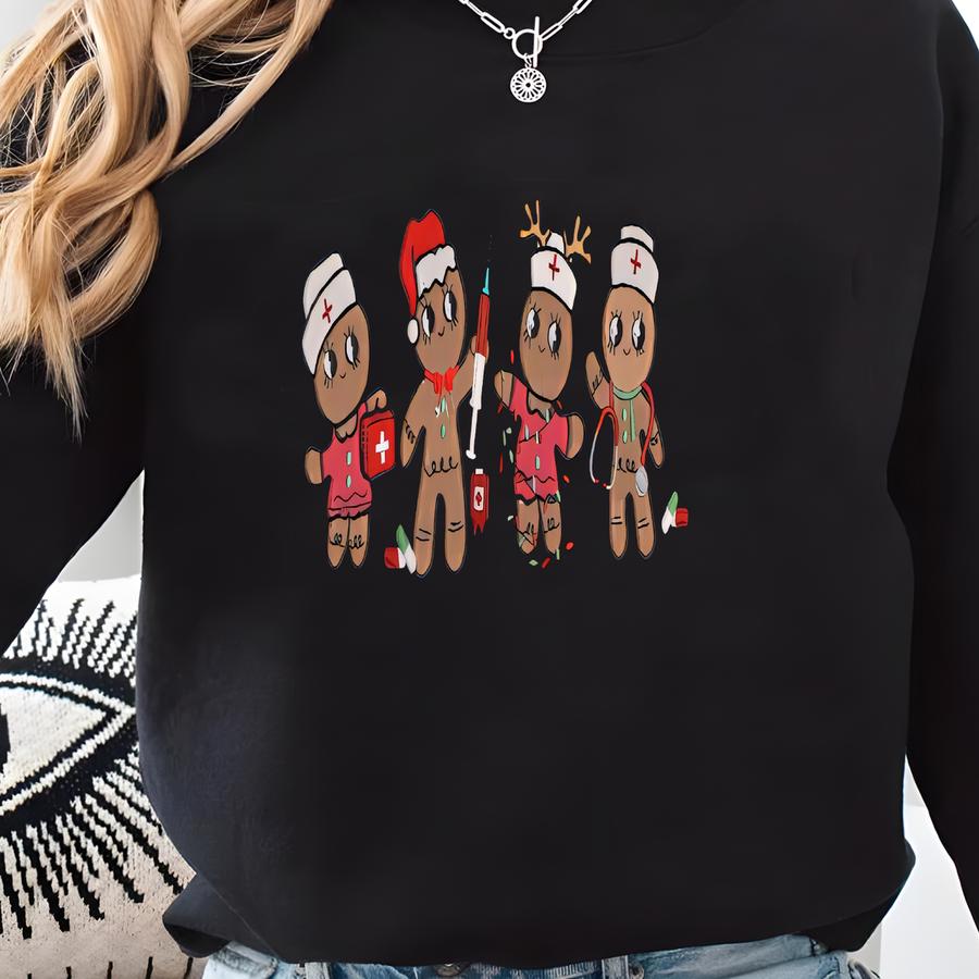 Christmas Gingerbread Nurses Sweatshirt, Christmas Nurse Cookies Sweatshirt, Rn Christmas Gift Sweatshirt