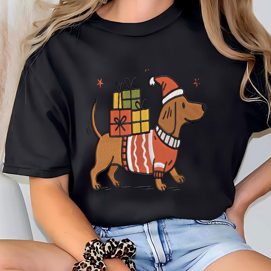 Christmas Dachshund Sweatshirt: Dog Owner Christmas Gift, Dachshund Christmas Sweatshirt, Dachshund Mom Sweater T-shirt