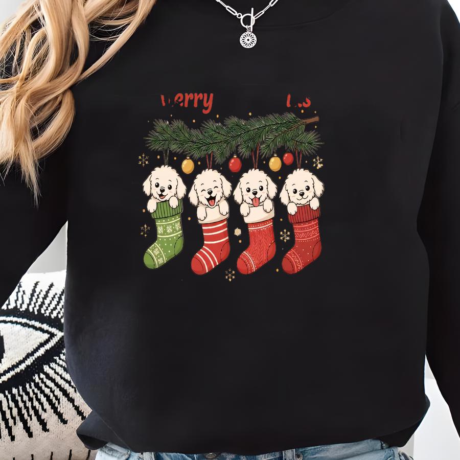 Christmas Dogs Sweatshirt : Dog Lover Holiday Sweater, Cute Xmas Gift, Festive Holiday Outfit Sweatshirt