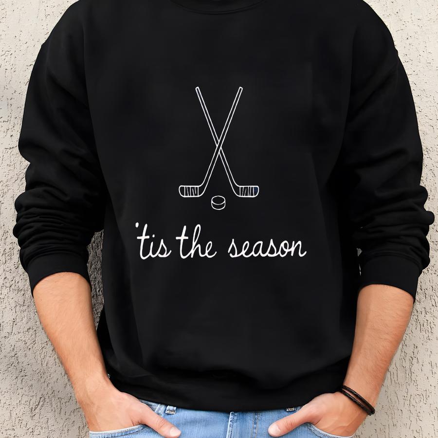 Tis The Season Hockey Sweatshirt, Ice Hockey Sweater Gift For Player, Hockey Outfit, Game Day Tee Sweatshirt
