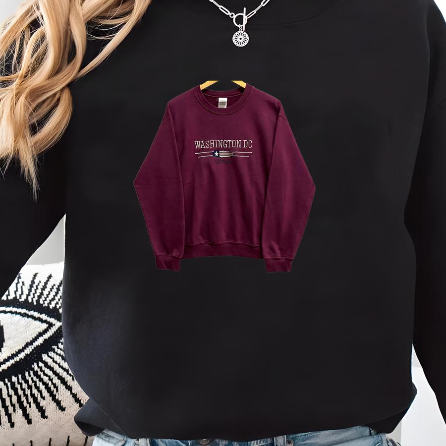 Vintage Y2k Washington Dc Sweatshirt Medium Washington Crewneck Washington Sweater Pullover Jumper Logo Maroon Size M Sweatshirt