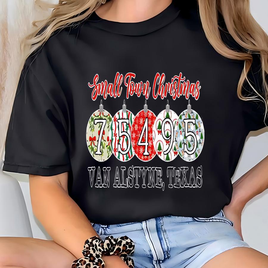 Small Town Christmas Shirt Custom Christmas Zip Code Shirt Christmas Ornaments Shirt Christmas Sweatshirt Personalized Christmas Shirt T-shirt