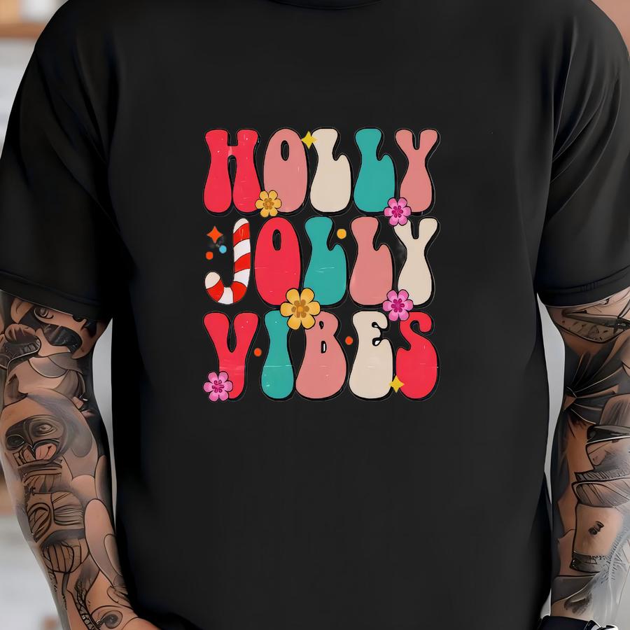 ® Holly Jolly Vibes Shirt Christmas Shirt Retro Christmas Shirt Holiday Shirt Festive Shirt Gift For Holiday Lover Shirt T-shirt