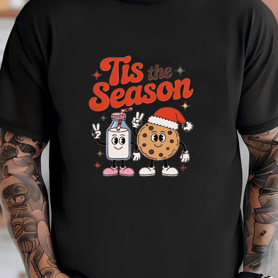 ® Tis The Season Shirt Christmas Shirt Retro Christmas Shirt Holiday Shirt Funny Christmas Shirt Milk And Cookies Christmas T-shirt