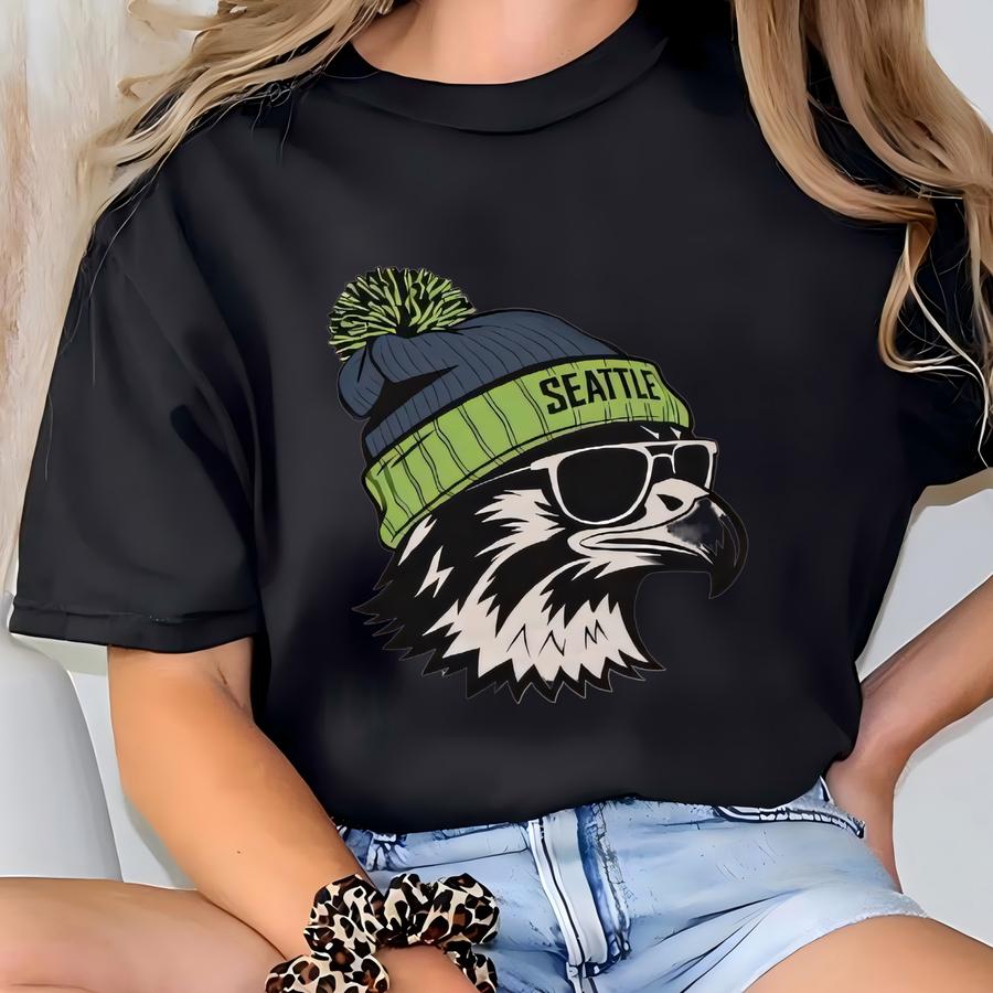 Seattle Football , Toddler And Youth Shirts, Kids Seattle Game Day Hoodie, Baby Football Sports Gear, Vintage Hawk Apparel T-shirt
