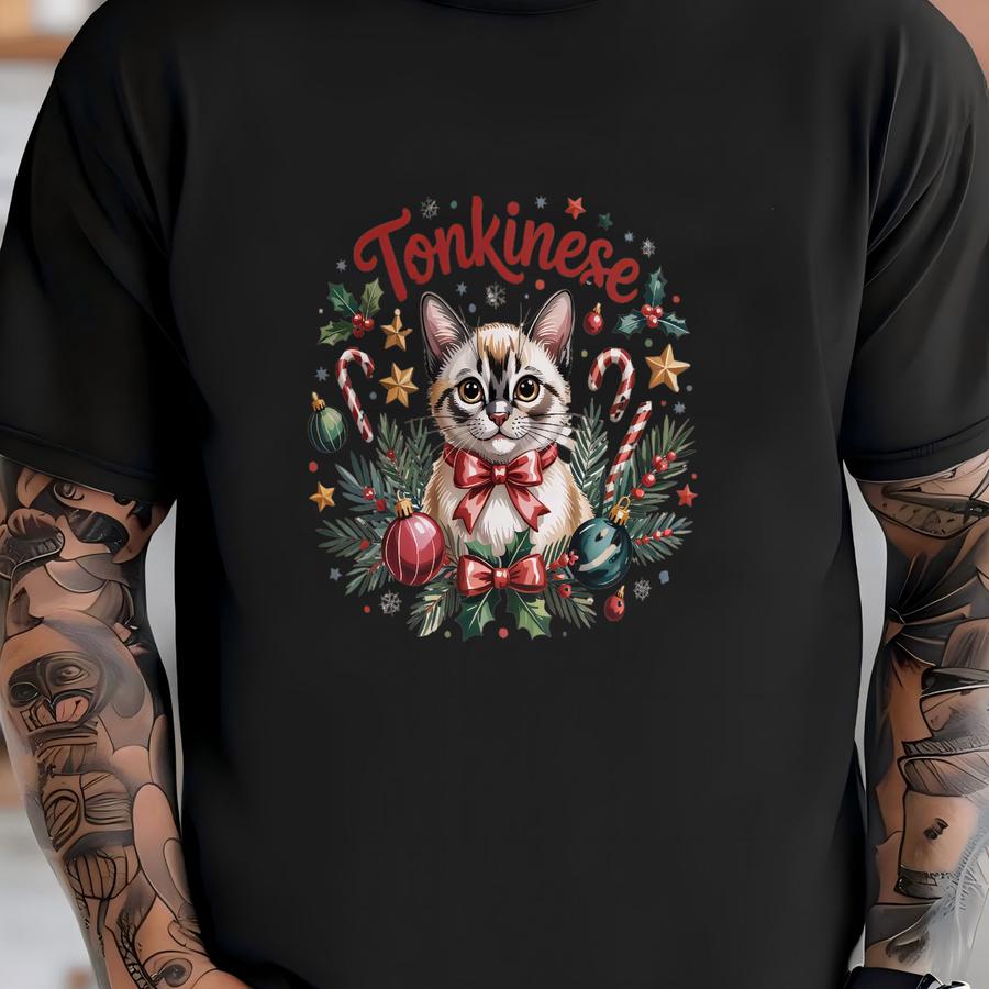 Tonkinese Cat Sweatshirt: Holiday Design, Festive Theme, Bowties T-shirt
