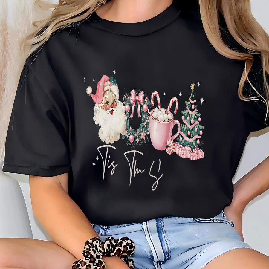 Christmas Xmas Shirt, Christmas Trees Shirt, Tis The Season Tshirt, Womens Holiday Tees, Christmas Santa Tees, Christmas Gift  T-shirt