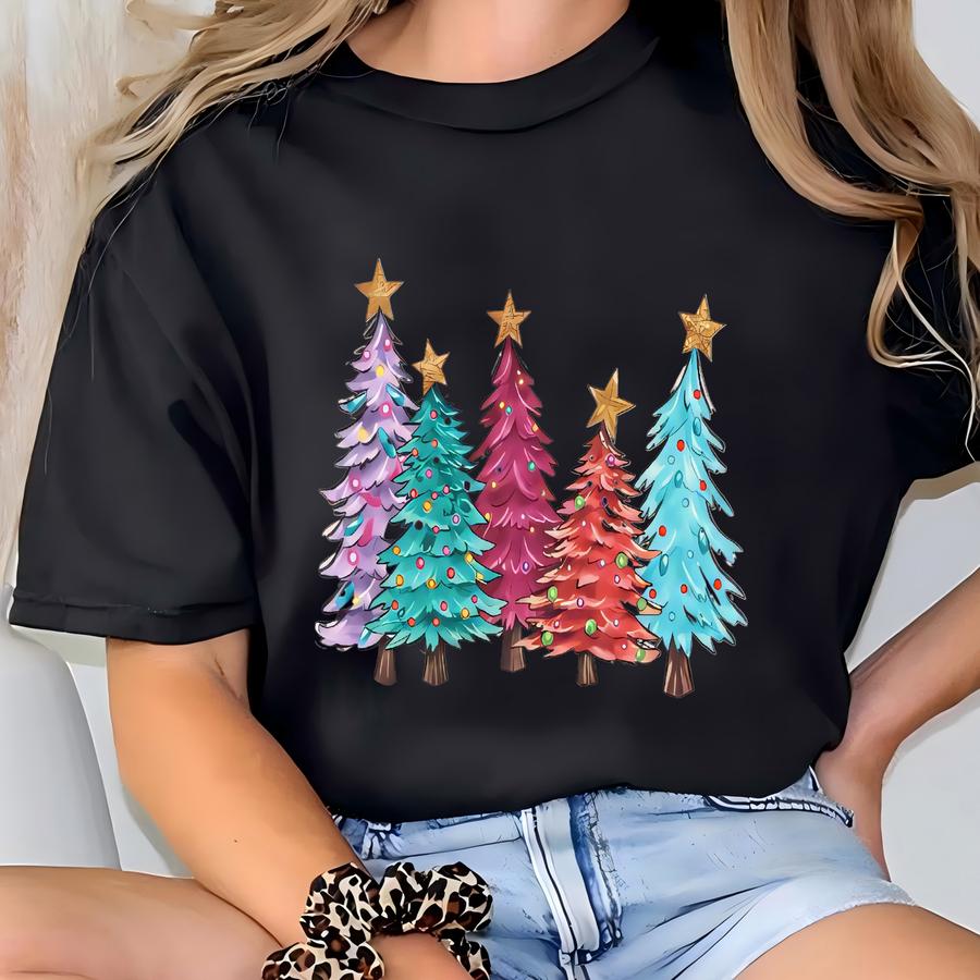 Colorful Christmas Tree Toddler Hoodie, Merry Bright Xmas Tree Shirt, Holiday Festive Xmas Lights Tee, Cute Jolly Merry Christmas Hoodie T-shirt