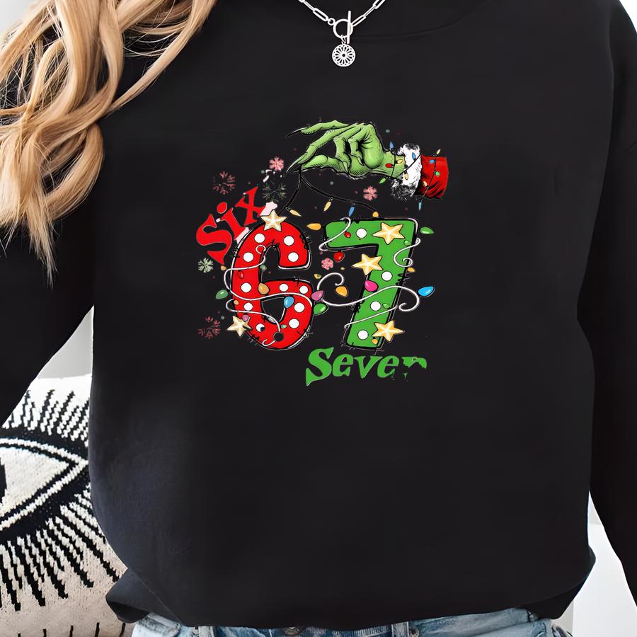 Funny Six Seven Christmas Sweatshirt Hoodie, Mean Guy 6 7 Christmas Sweatshirt, Viral 6 7 Meme Hoodie, Internet Joke Shirt, Trending Tee Sweatshirt