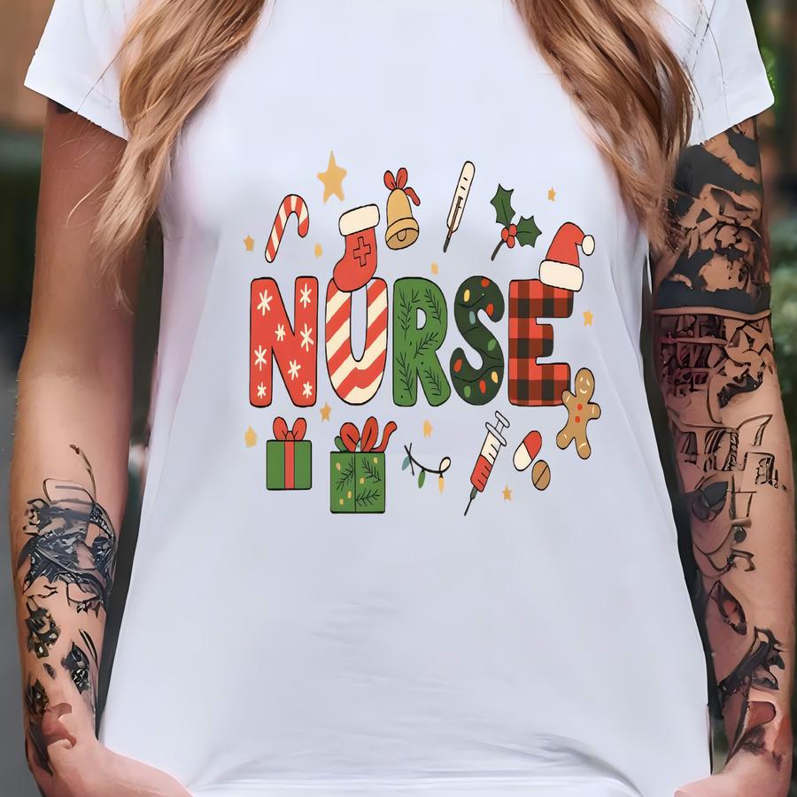 Christmas Icu Nurse Sweatshirt, Festive Nurse Sweater, Merry Nurse Crewneck, Registered Nurse Holiday Shirt, Nursing Student Holiday Gift T-shirt