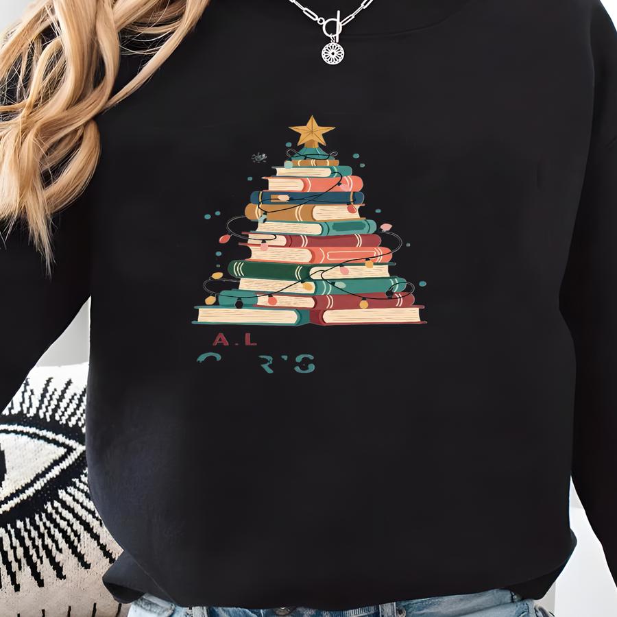 All Booked For Christmas Shirt Gift For Librarian,bookworm Christmas Sweater,christmas Book Tree Sweatshirt,book Lovers Christmas Sweatshirt Sweatshirt
