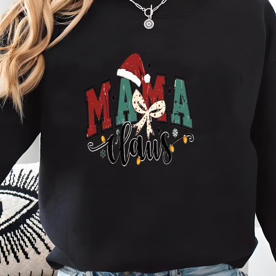 Custom Mama Claus Sweatshirt And Hoodie, Christmas Mama Claus Sweatshirt,gift For Mom,custom Mama Sweatshirt With Children Name On Sve Sweatshirt