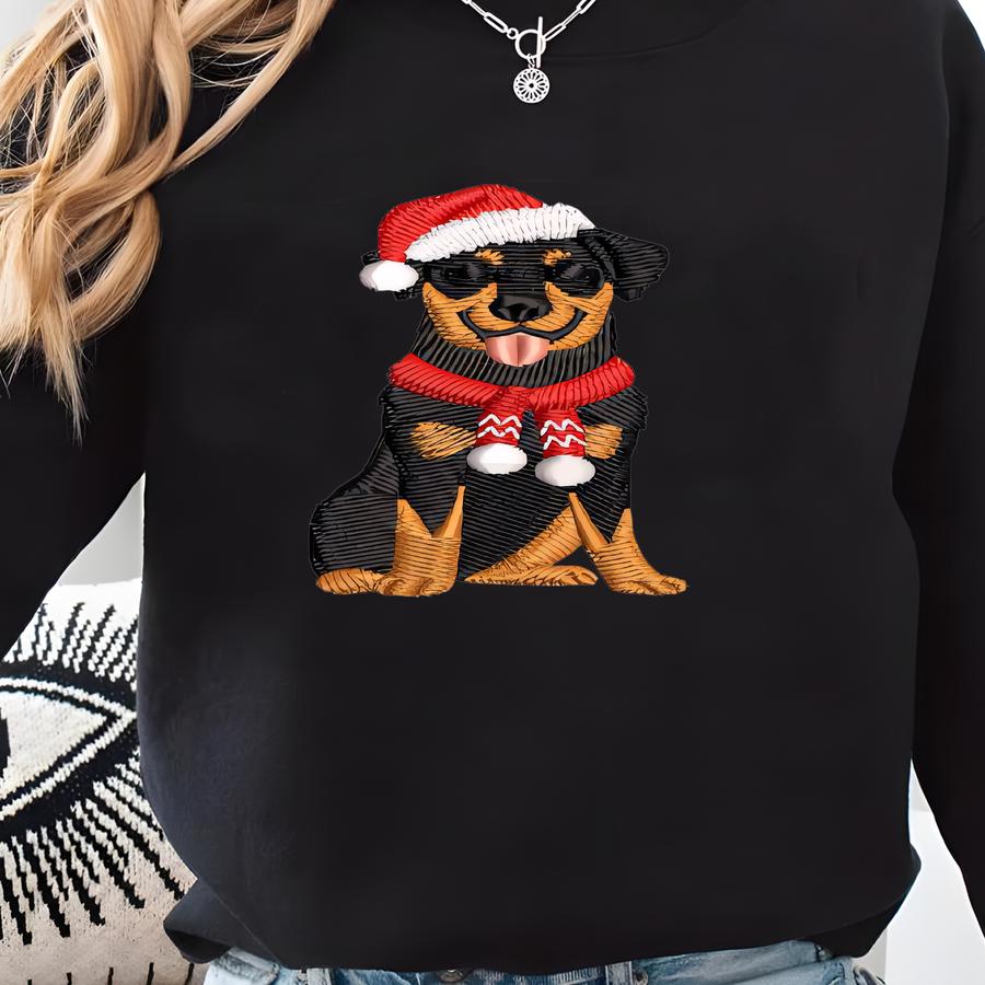 Christmas Rottweiler Machine Y Design, Festive Dog Y Pattern, Holiday Pet Y File Sweatshirt