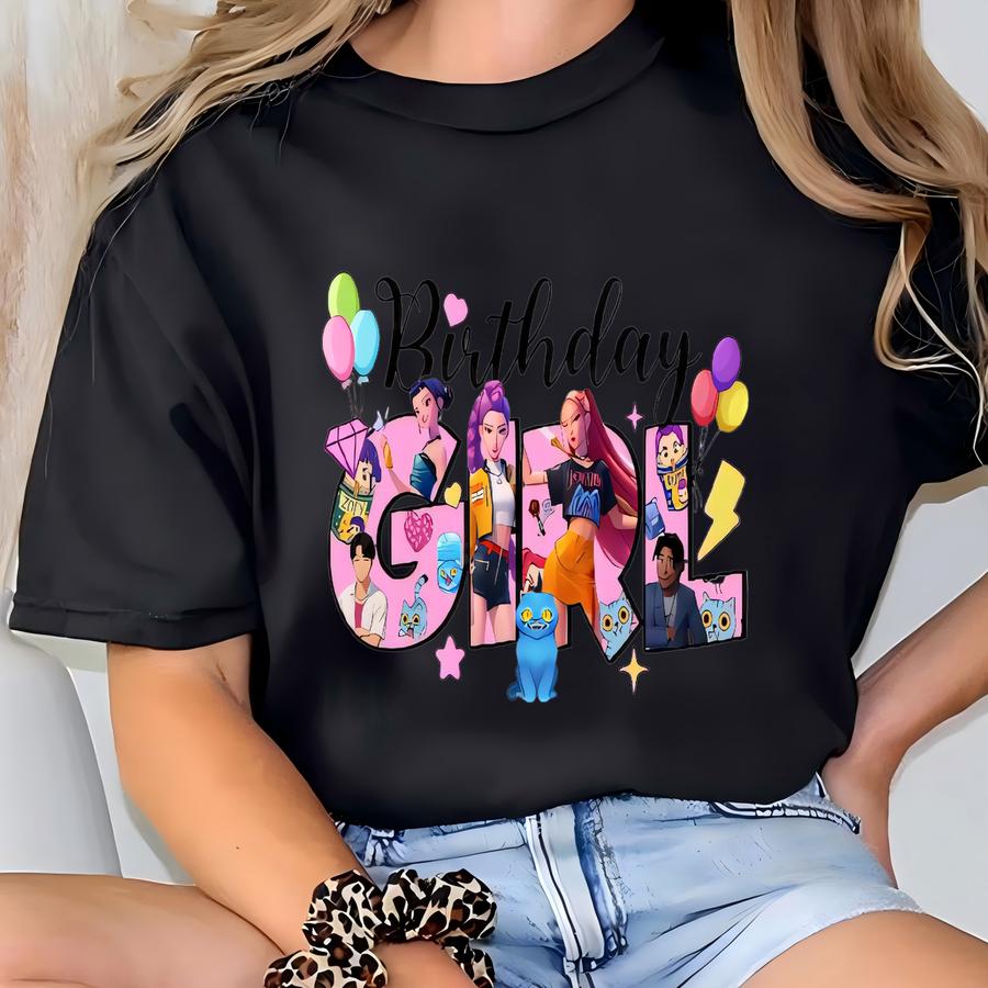 Birthday Girl Huntrix Kpop Theme Shirt - Kids Tee T-shirt