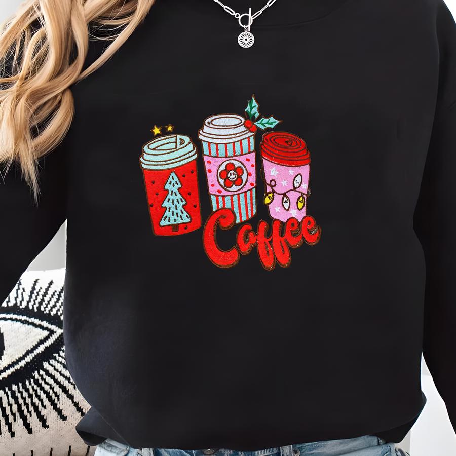 All I Want For Christmas Is More Coffee Sweatshirt: Cozy Cotton Blend, Holiday Season Outfit, Coffee Lovers, Family Xmas Gift Sweatshirt