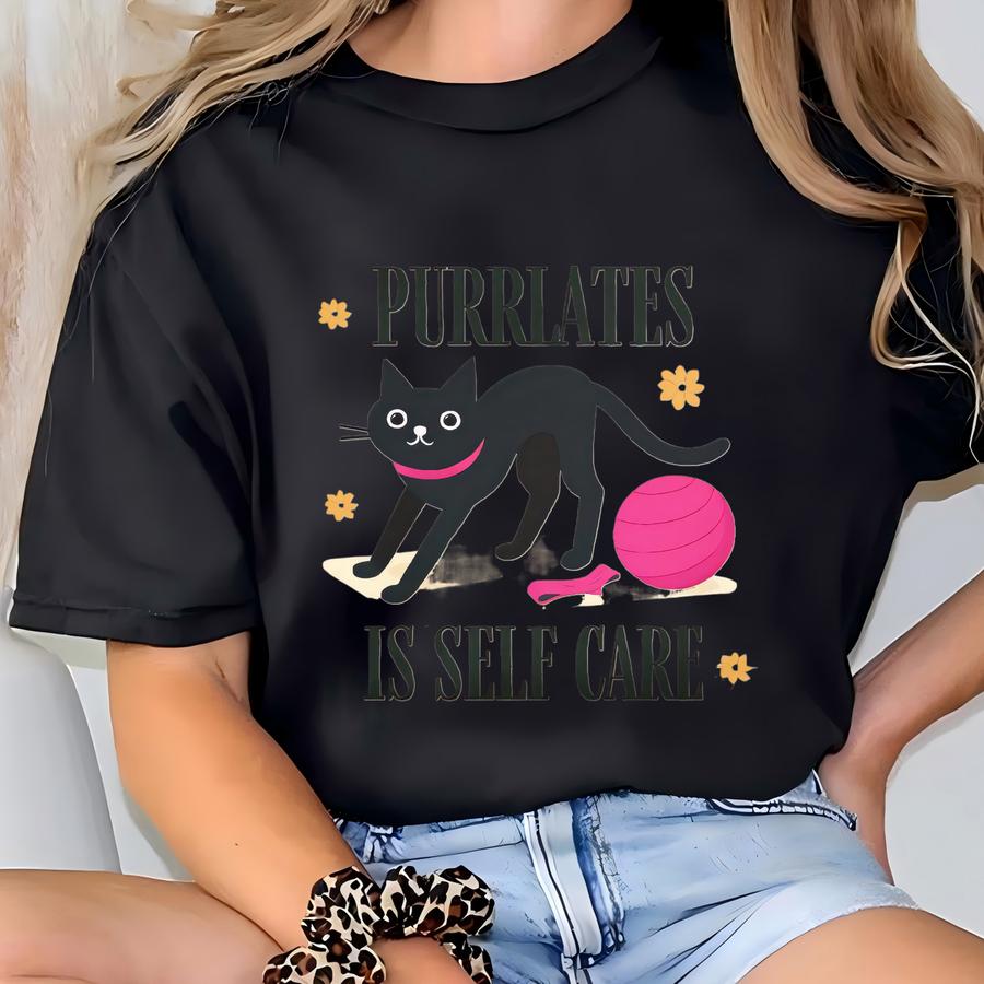 Pilates Sweatshirt, Cute Cat Purrlates Sweatshirt, Cat Pilates Sweatshirt, Pilates Instructor Tshirt, Funny Cat Pilates Tshirt, Pilates Gift T-shirt