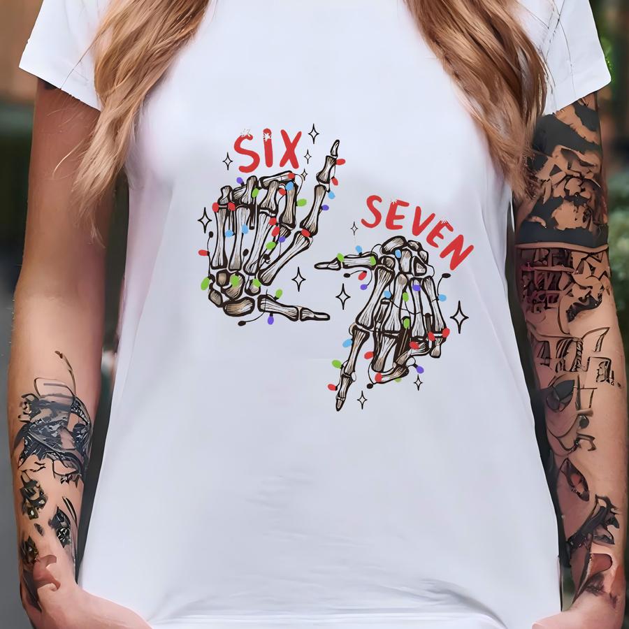 Six Seven Skeleton Hand Christmas Sweatshirt , Funny Holiday Skull Tshirt, Spooky Christmas Crewneck,lights Shirt,xmas Skeleton T-shirt Six Seven Skeleton Hand Christmas Sweatshirt , Funny Holiday Skull Tshirt, Spooky Christmas Crewneck,lights Shirt,xmas Skeleton T-shirt